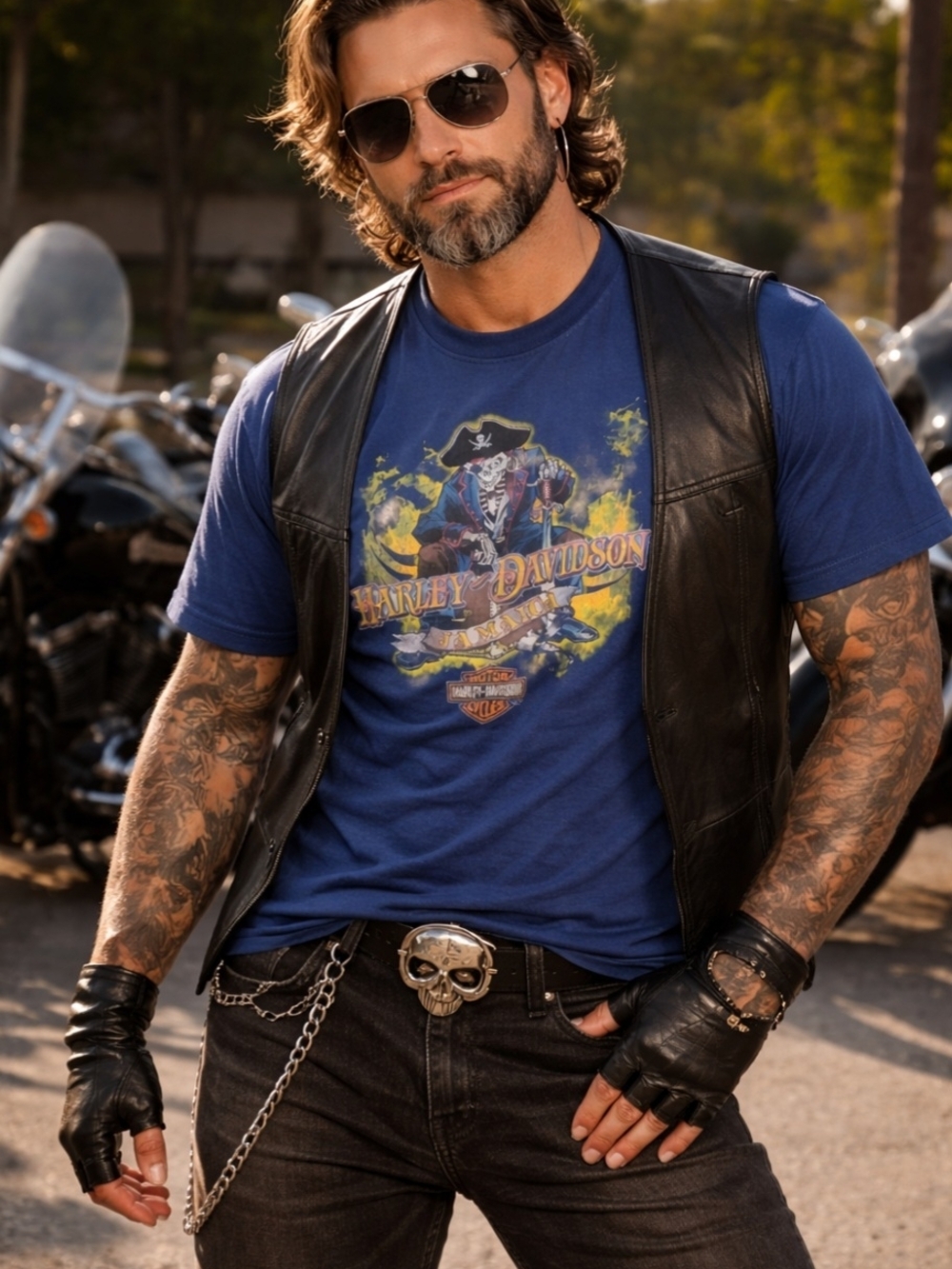 Harley-Davidson Jamaica Blackbeard's Revenge Pirate Graphic T-Shirt Xl